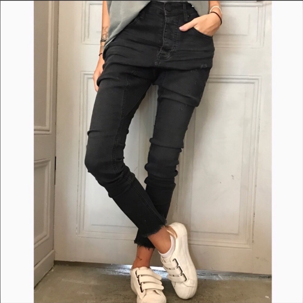 ONE TEASPOON Kidds Jean Jet Black Bow Shaped